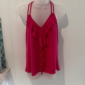 Socialite Fuchsia Ruffle V-Neck Camisole